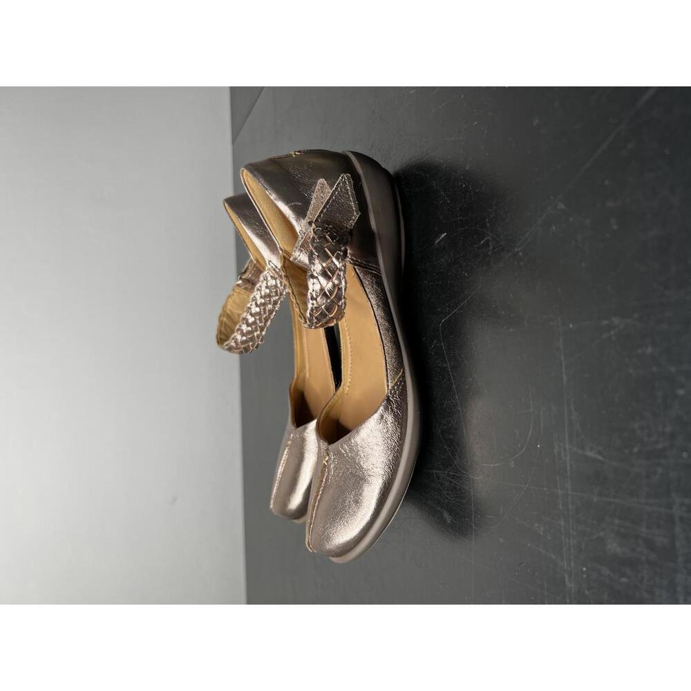 Hotter Women's Metallic Flats with Ankle Strap - sz 6‎ slim